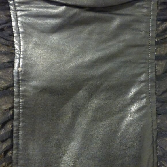 BEBE black ruched mesh and faux leather strapless tube dress - Picture 4 of 14